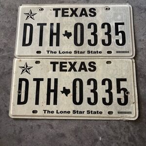 Texas TX Lone Star State License Plate DTH 0335 Set Of 2